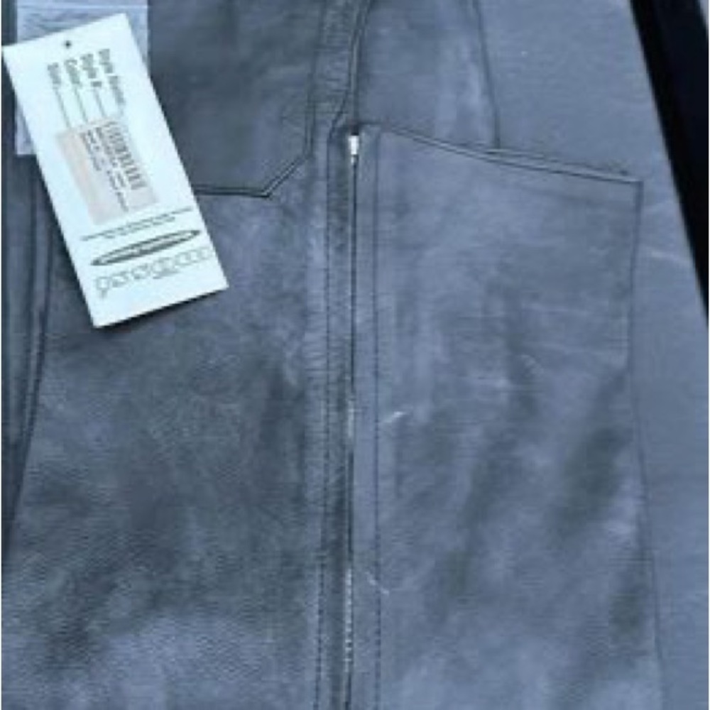 Men's Gray Leather Vest with Zip-Front